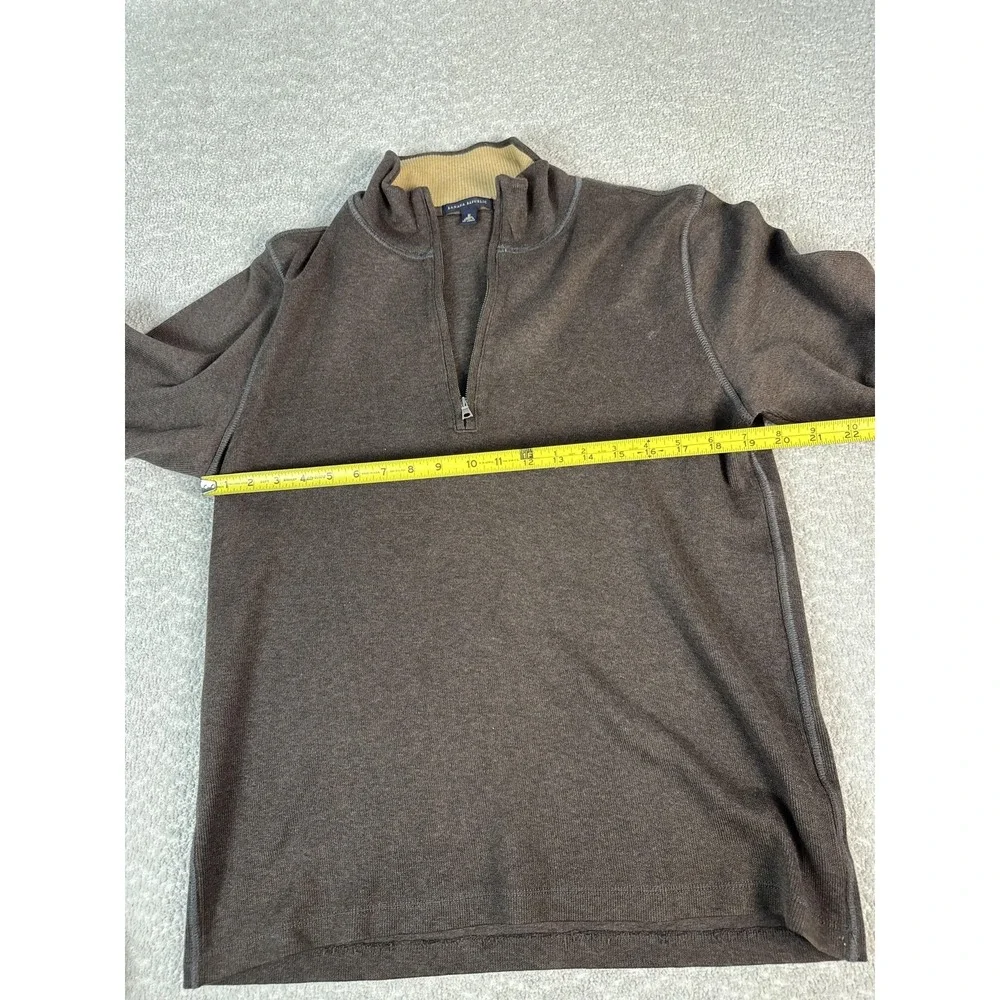 Banana Republic Sweater Mens Medium Brown Cotton‎ Quarter Zip Mock Neck Pullover